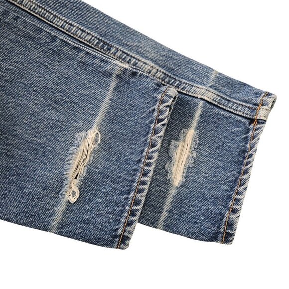 Gap Classic Straight Leg Cotton Jeans Women 10 High Rise Med Wash Distressed VTG - Picture 6 of 10